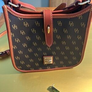 New Dooney & Bourke Black and Gold Monogram Bag